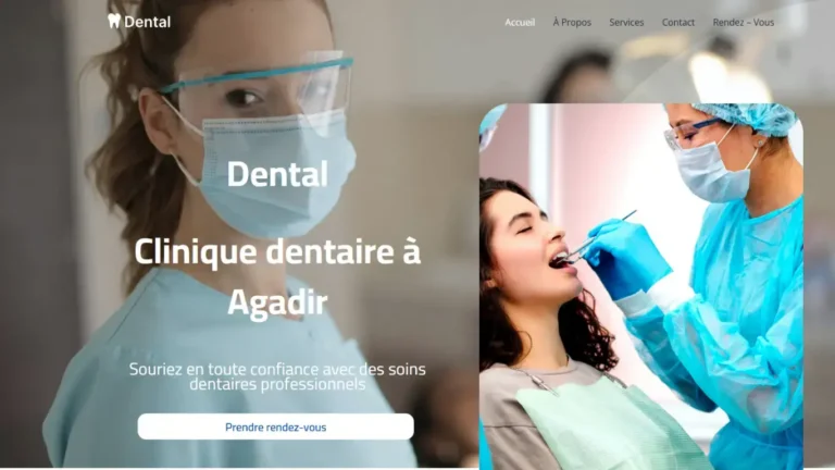 Création d'un site web professionnel pour un cabinet dentaire moderne optimisé pour le référencement et les rendez-vous en ligne.